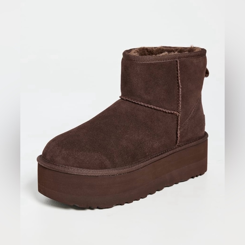 UGG Chocolate Brown Platform Winter Boots in Burn Cedar Color